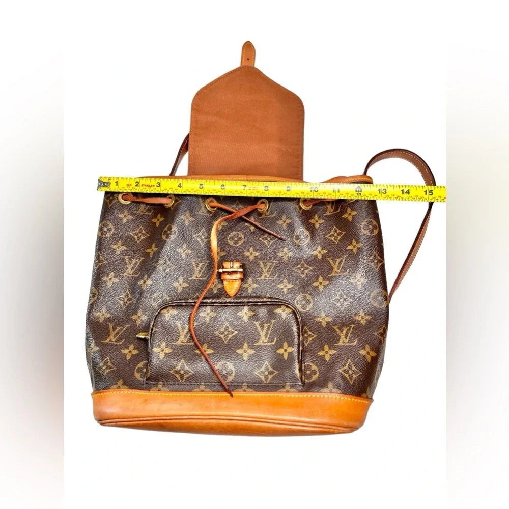 Louis Vuitton Monogram Canvas Brown Backpack with Tan Trim